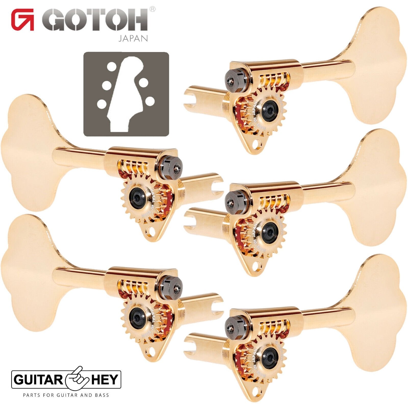 NEW Gotoh GBU510C-9 Compact Bass 5-String L3+R2 Tuners Clover Key 3x2 ...