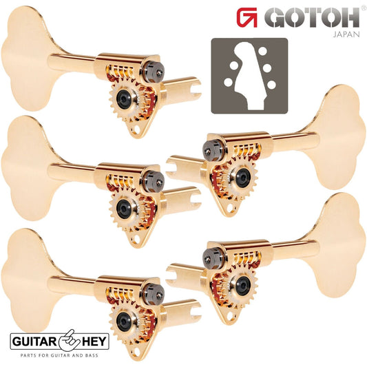 NEW Gotoh GBU510C-9 Compact Bass 5-String L2+R3 Tuners Clover Key 2x3 - GOLD