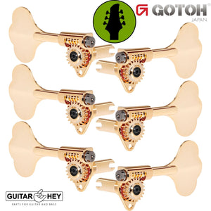 NEW Gotoh GBU510C-9 Compact Bass 6-String L3+R3 Tuners Clover Key 3x3 - GOLD