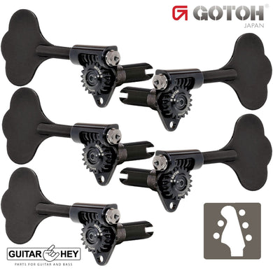 NEW Gotoh GBU510C-9 Compact Bass 5-String L2+R3 Tuners Clover Key 2x3 - BLACK