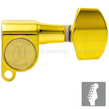 Load image into Gallery viewer, NEW Hipshot 6K1EN0G 6-In-Line Non-Staggered Closed-Gear MINI Tuning Keys - GOLD