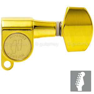 NEW Hipshot 6K1EN0G 6-In-Line Non-Staggered Closed-Gear MINI Tuning Keys - GOLD