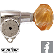 Load image into Gallery viewer, NEW Hipshot Grip-Lock STAGGERED LOCKING TUNERS 6 In Line AMBER Hex Keys - NICKEL