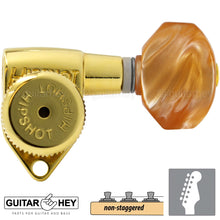 Load image into Gallery viewer, NEW Hipshot Grip-Lock NON-STAG Locking Tuners 6 In Line AMBER Hex Keys - GOLD