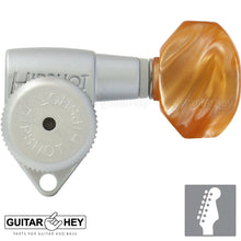 Load image into Gallery viewer, NEW Hipshot Grip-Lock STAGGERED LOCKING TUNERS 6 In Line AMBER Hex Keys - SATIN