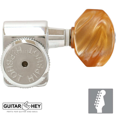 NEW Hipshot STAGGERED Tuners Fender® Directrofit™ LOCKING HEX Amber Keys, NICKEL