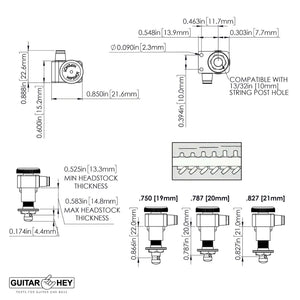 NEW Hipshot STAGGERED Tuners Fender® Directrofit™ LOCKING HEX Amber Keys, NICKEL