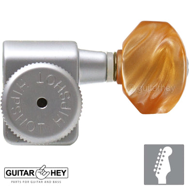 NEW Hipshot STAGGERED Tuners Fender® Directrofit™ LOCKING HEX Amber Keys, SATIN