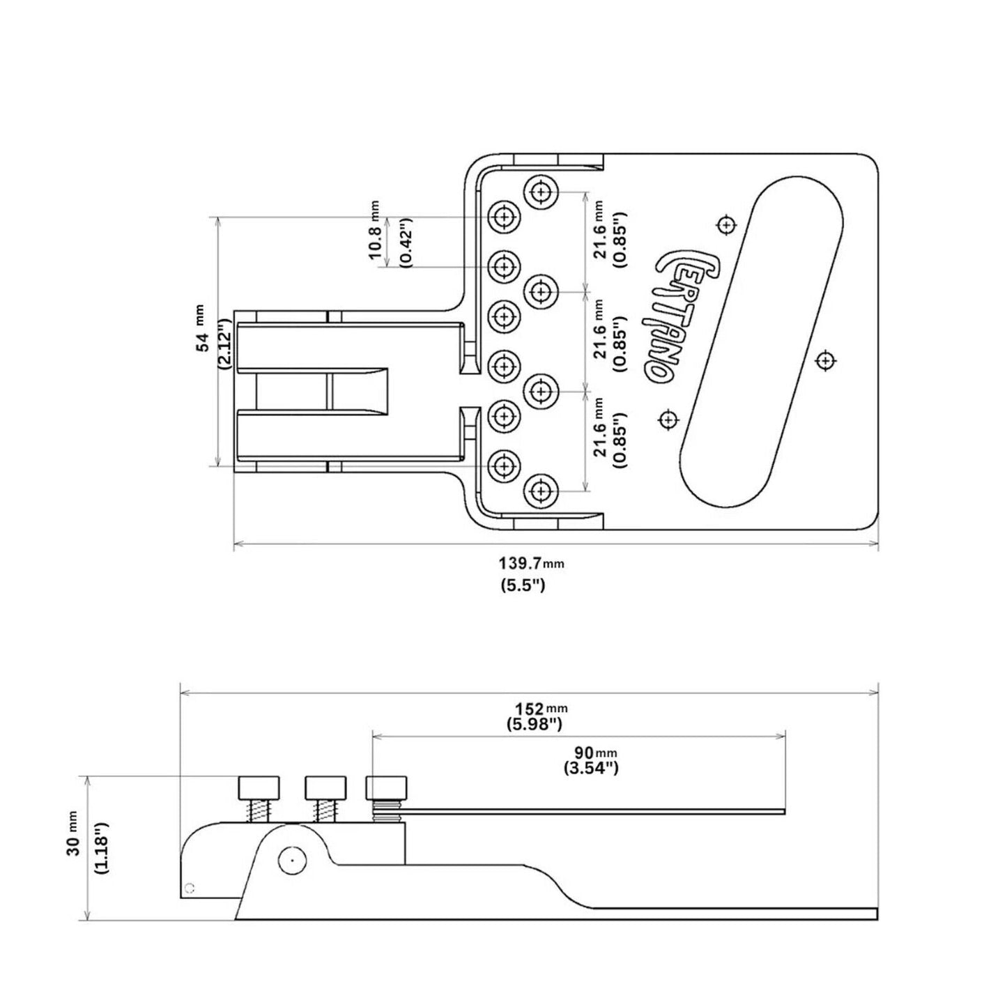 NEW Certano T-Bender™ B&G Bender Bridge for Tele® Telecaster® - CHROME