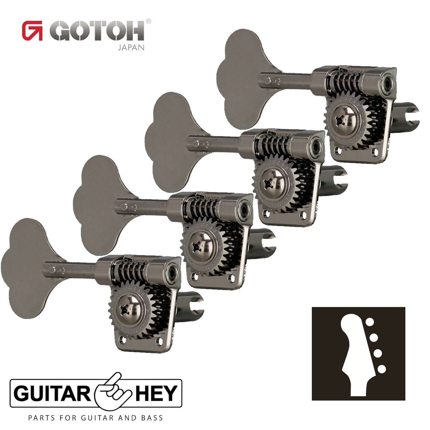 NEW Gotoh GB528 Res-O-Lite LEFTY HANDED Bass 4-in-Line Lightweight - COSMO BLACK