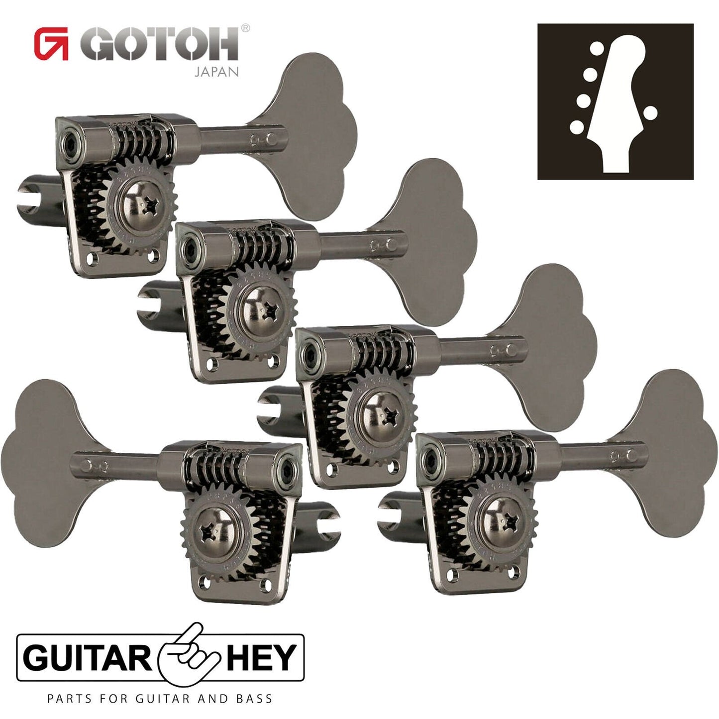 NEW Gotoh GB528 Res-O-Lite Vintage Style Bass L4+R1 Lightweight 4x1, COSMO BLACK