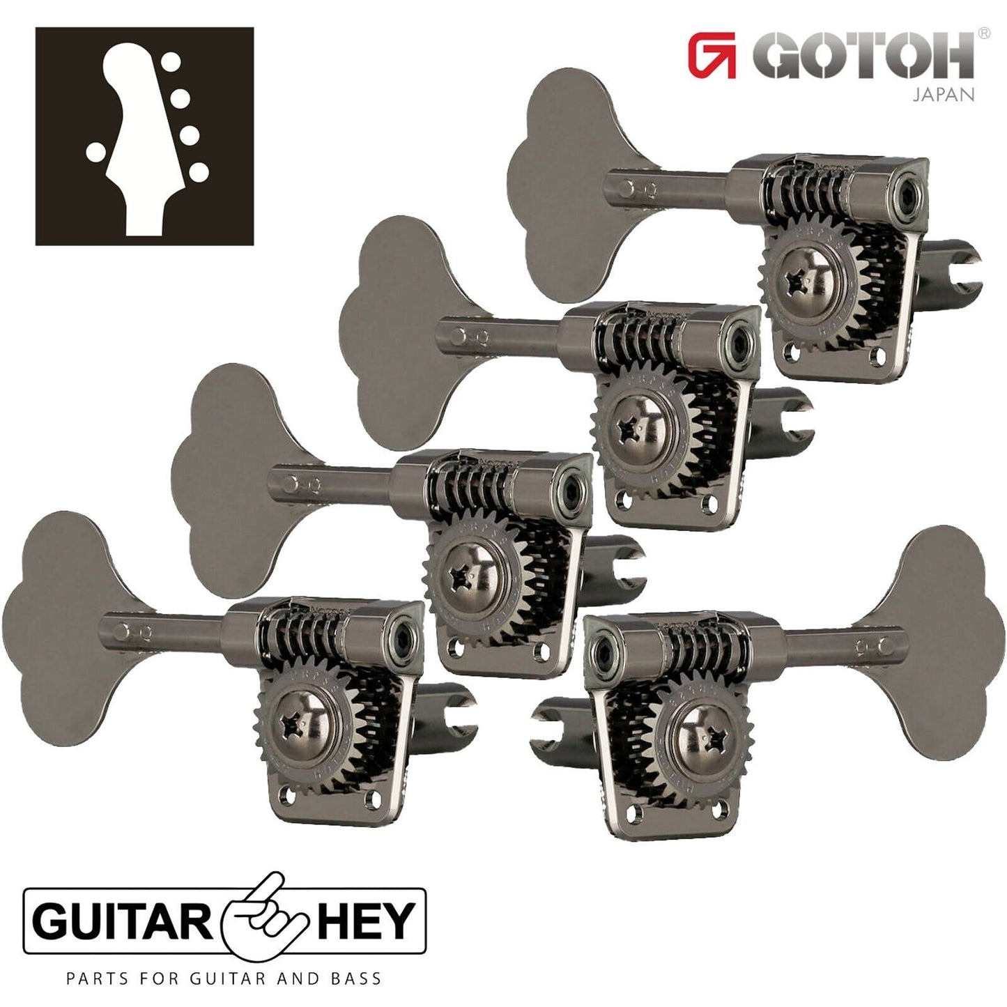 NEW Gotoh GB528 Res-O-Lite LEFTY HANDED Bass L1+R4 Lightweight 1x4 - COSMO BLACK