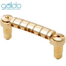 Load image into Gallery viewer, NEW Goldo HWGT Aluminum Tailpiece Wrapper M8 Spacing 3-1/4&quot; Studs - GOLD