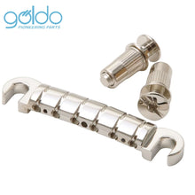 Load image into Gallery viewer, NEW Goldo HWGT Aluminum Tailpiece Wrapper M8 Spacing 3-1/4&quot; Studs - NICKEL