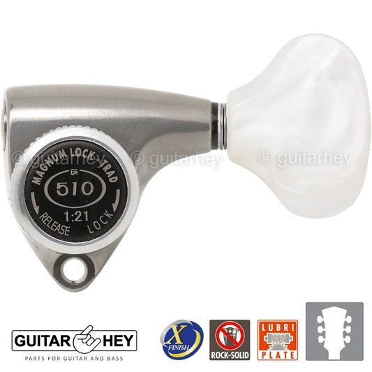 NEW Gotoh SGV510Z-WL5 MGT L3+R3 LOCKING Tuners Set 3x3 - ANTIQUE X-FINISH NICKEL