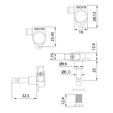 Carregar imagem no visualizador da galeria, NEW Grover 106 Original Locking Rotomatic Tuners SMALL Hex Buttons 3x3 - CHROME