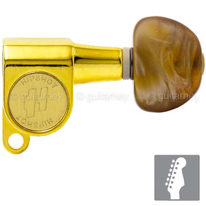 NEW Hipshot 6-In-Line Non-Staggered Closed-Gear w/ SMALL AMBER Buttons - GOLD