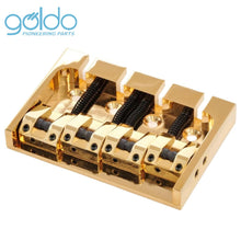 Load image into Gallery viewer, NEW Goldo HWG4 Deluxe 4D Bass Bridge 4 String BRASS Baseplate - GOLD