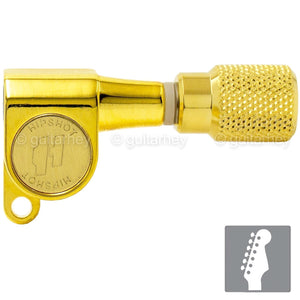 NEW Hipshot 6-In-Line Non-Staggered Closed-Gear Tuners w/ KNURLED Buttons - GOLD