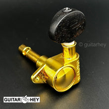 Load image into Gallery viewer, NEW Grover 106 Original Locking Rotomatic Tuners LARGE EBONY Buttons 3x3 - GOLD