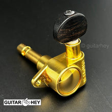 Load image into Gallery viewer, NEW Grover 106 Original Locking Rotomatic Tuners SMALL EBONY Buttons 3x3 - GOLD