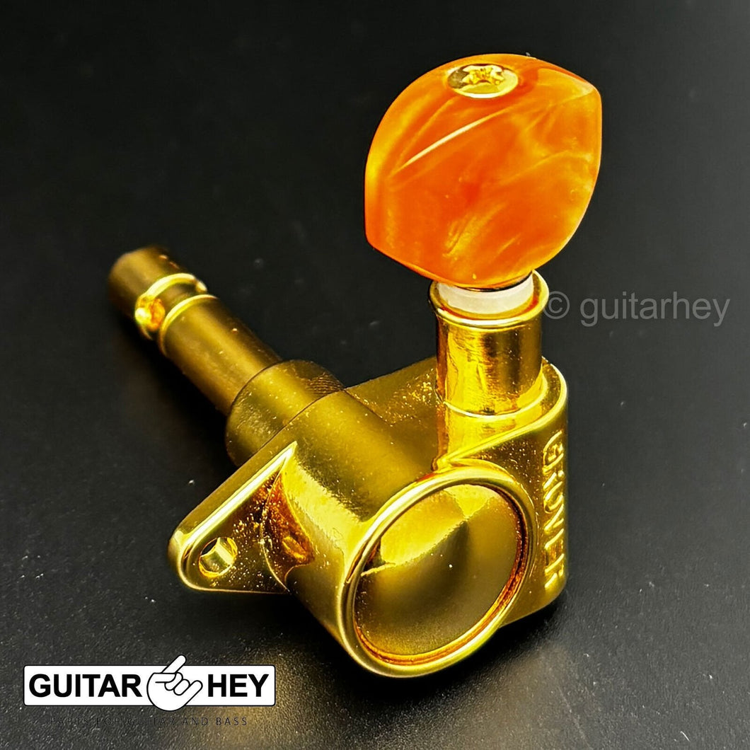 NEW Grover 106 Original Locking Rotomatic Tuners SMALL Amber Buttons 3x3 - GOLD