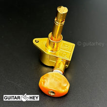 Load image into Gallery viewer, NEW Grover 106 Original Locking Rotomatic Tuners SMALL Amber Buttons 3x3 - GOLD