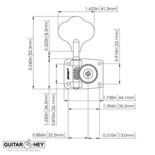 Load image into Gallery viewer, (4) Hipshot HB10 Bass Machine Heads Tuners for Fender Japan Mustang Bass, NICKEL