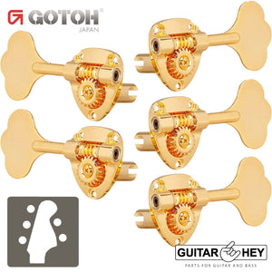 NEW Gotoh GB11W L3+R2 Bass Tuners 5-String Tuning Keys 20:1 Open-Gear 3x2 - GOLD