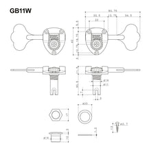 Carregar imagem no visualizador da galeria, NEW Gotoh GB11W L3+R2 Bass Tuners 5-String Tuning Keys 20:1 Open-Gear 3x2 - GOLD