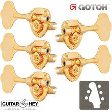 Load image into Gallery viewer, NEW Gotoh GB11W L2+R3 Bass Tuners 5-String Tuning Keys 20:1 Open-Gear 2x3 - GOLD