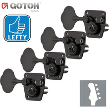 Load image into Gallery viewer, NEW Gotoh GB2 4 In-Line Clover Leaf Bass Tuners 26:1 Gear LEFT-HANDED - BLACK