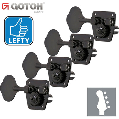 NEW Gotoh GB2 4 In-Line Clover Leaf Bass Tuners 26:1 Gear LEFT-HANDED - BLACK