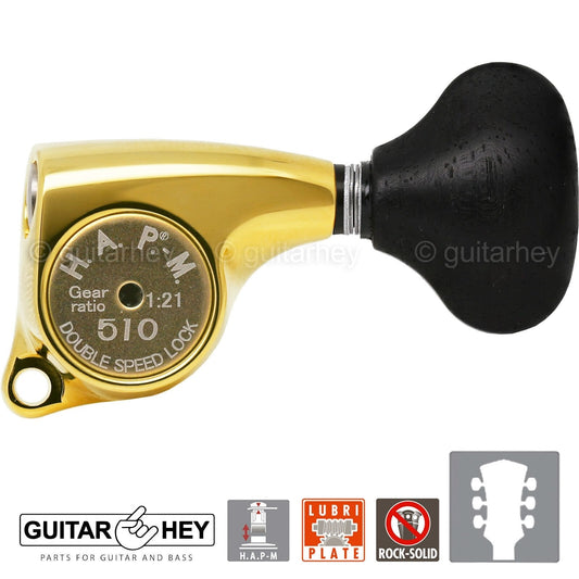 NEW Gotoh SGL510Z-EL5 HAPM Locking Tuners Adj. Height 1:21 Gear Ratio 3x3 - GOLD