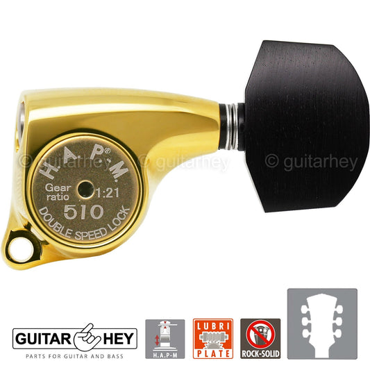 NEW Gotoh SGL510Z-EN01 HAPM Locking Tuners Adj. Height 1:21 Gear Ratio 3x3, GOLD