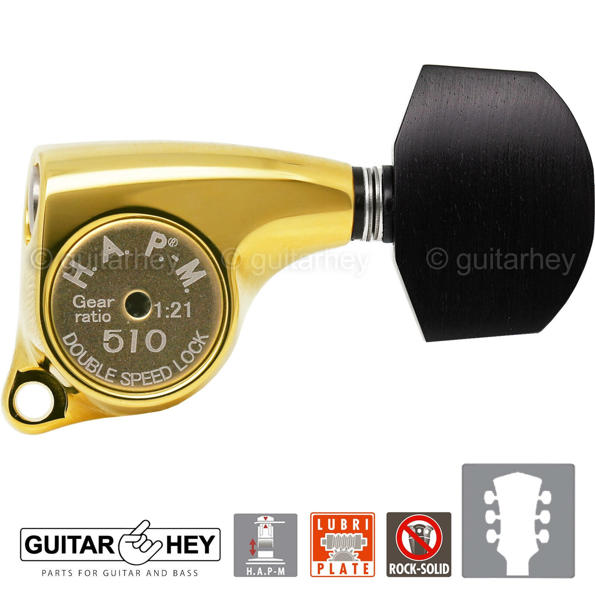 NEW Gotoh SGL510Z-EN01 HAPM Locking Tuners Adj. Height 1:21 Gear Ratio 3x3, GOLD