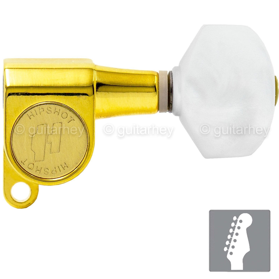 NEW Hipshot 6-In-Line Non-Staggered Closed-Gear w/ SMALL PEARLOID Buttons - GOLD