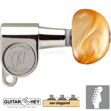 NEW Hipshot Mini Tuners Classic 6-In-Line Non-Staggered Closed-Gear Amber NICKEL