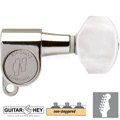 Hipshot Mini Tuners Classic 6-In-Line Non-Staggered Enclosed Hex Pearl NICKEL