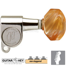 Load image into Gallery viewer, Hipshot Mini Tuners Classic 6-In-Line Non-Staggered Enclosed Hex Amber - NICKEL