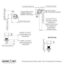 Load image into Gallery viewer, Hipshot Mini Tuners Classic 6-In-Line Non-Staggered Enclosed KNURLED Keys NICKEL