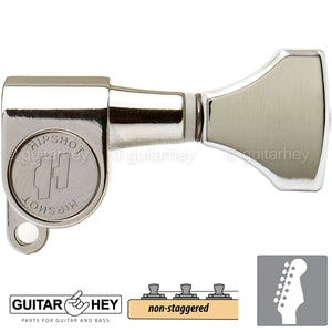 Hipshot Mini Tuners Classic 6-In-Line Non-Staggered Enclosed HS Buttons - NICKEL