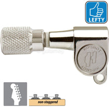 Load image into Gallery viewer, Hipshot Mini Tuners Set 6-In-Line Non-Staggered KNURLED Buttons LEFTY - NICKEL