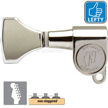 Load image into Gallery viewer, NEW Hipshot Mini Tuners Set 6-In-Line Non-Staggered HS Buttons LEFTY - NICKEL