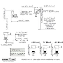 Load image into Gallery viewer, NEW Hipshot Mini Tuners Set 6-In-Line STAGGERED Small HS Buttons LEFTY - NICKEL