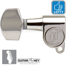 Load image into Gallery viewer, NEW Hipshot Mini Tuners Set 6-In-Line STAGGERED Small Hex Buttons LEFTY - NICKEL