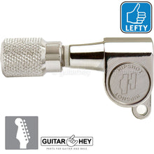 Load image into Gallery viewer, Hipshot Mini Tuners Set 6-In-Line STAGGERED Small KNURLED Buttons LEFTY - NICKEL