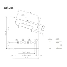 Carregar imagem no visualizador da galeria, NEW Gotoh GTC201 Telecaster Style Bridge Brass Saddles w/ screws - 10.8mm - GOLD