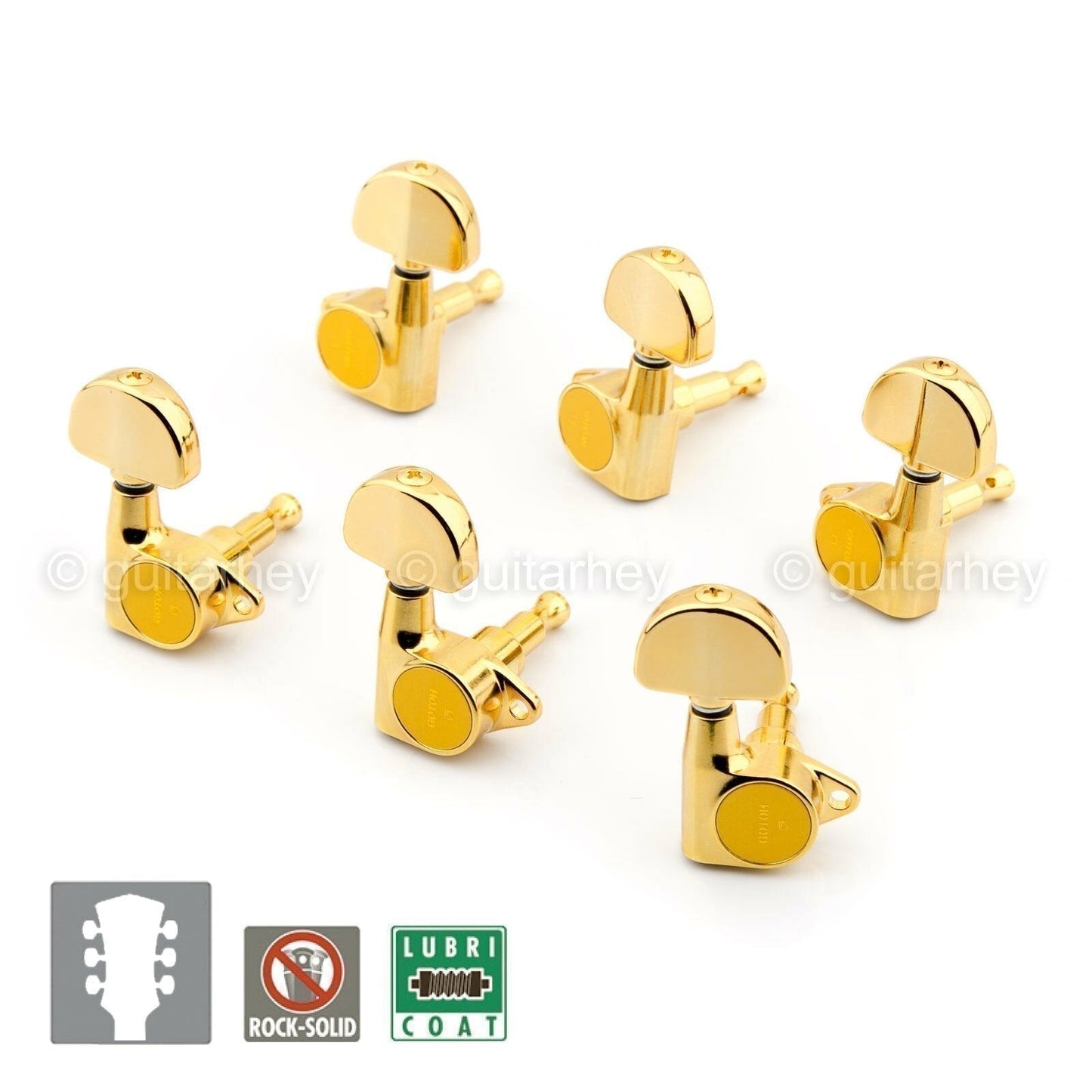 NEW Gotoh SG301-20 L3+R3 Tuning Keys Grover Style DOME Vintage Button 3x3 - GOLD