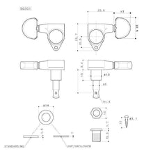 Load image into Gallery viewer, NEW Gotoh SG301-20 L3+R3 Tuning Keys Grover Style DOME Vintage Button 3x3 - GOLD